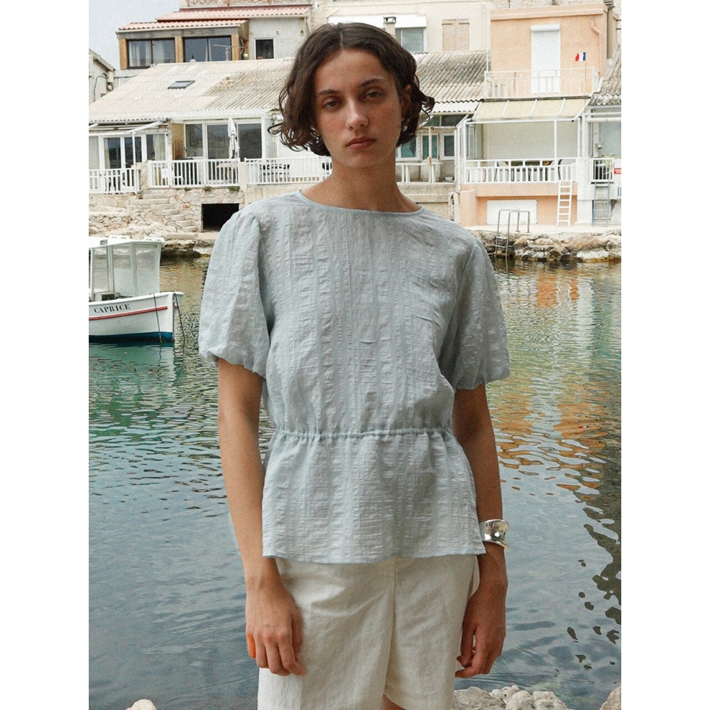 オン&オンスリープシアーリボンブラウス新作6MB613 2色