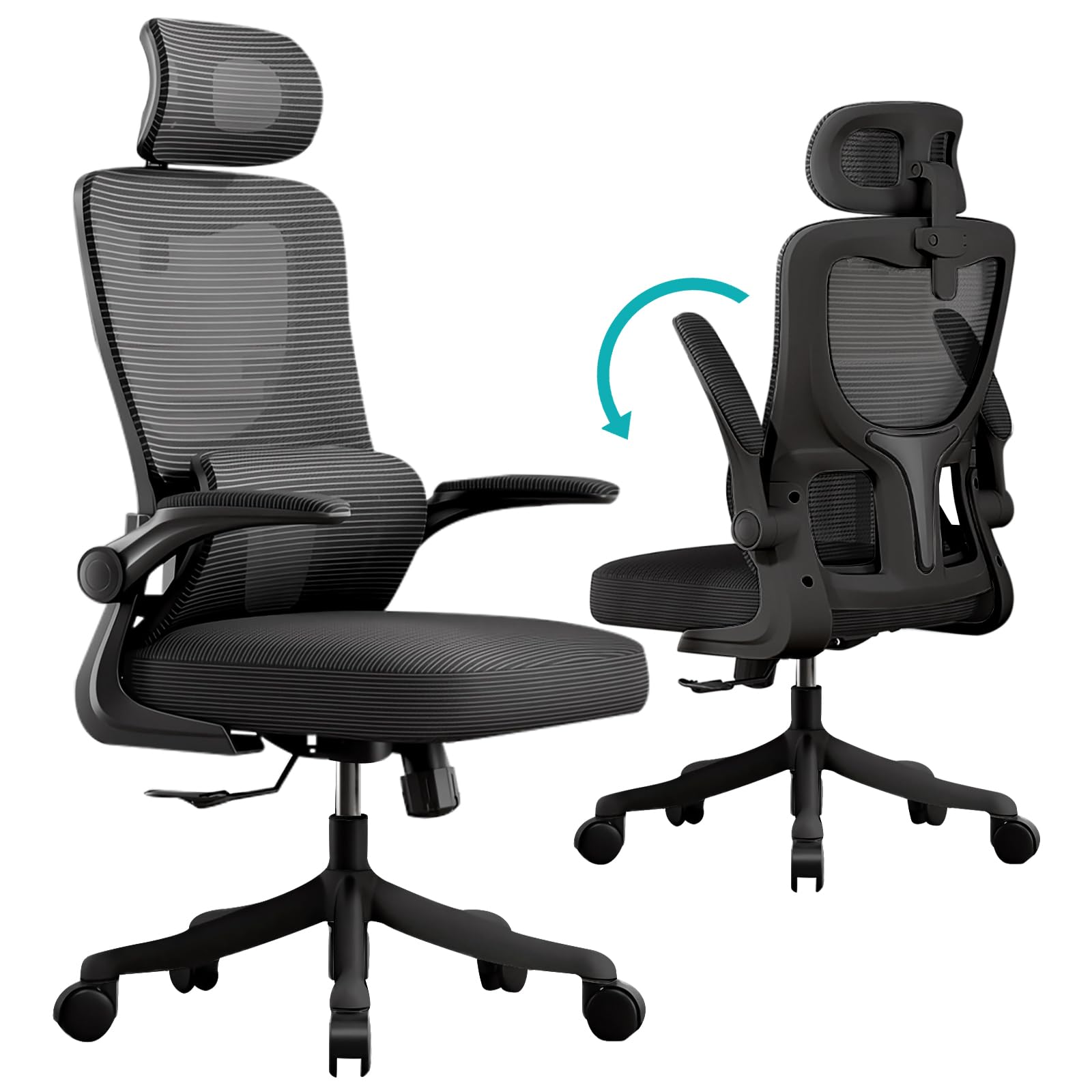 オフィスチェア 椅子 テレワーク 疲れない デスクチェア 人間工学椅子 通気性メッシュ ロッキング機能 跳ね上げ式アームレスト 腰が痛くならない 勉強/テレワーク/家庭用/事務所用 28333