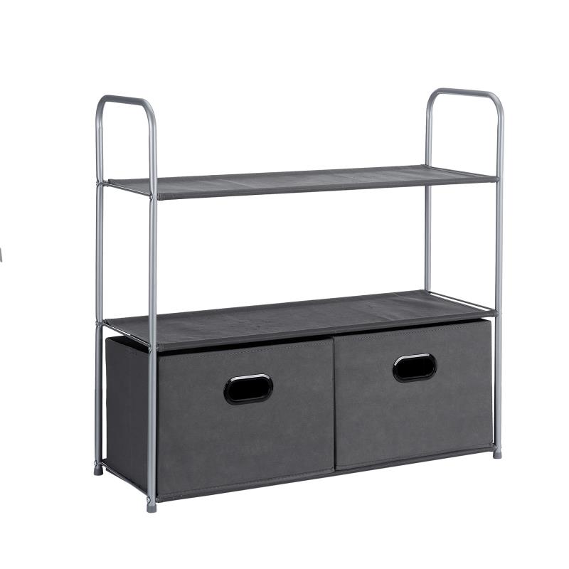 ベーシック ラック クローゼット収納 収納ボックス付き 83.1 × 31.0 × 78.7 cm グレー 3棚