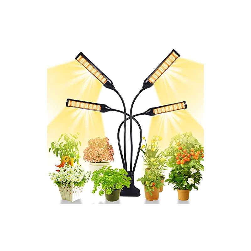 植物育成ライト 4ヘッド タイミング 調光調色可能 三つカラーモード 10階段調光 観葉植物用 水耕栽培用ライト 室内栽培 家庭菜園 園芸用品
