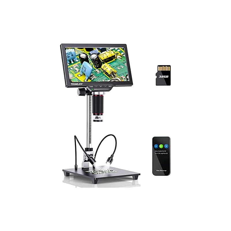 デジタル顕微鏡 コイン顕微鏡 TOMLOV 7インチ液晶顕微鏡 AX1300倍率 コイン顕微鏡 10インチ昇降スタンド HDMIデジタル顕微鏡 8 LEDライトPC接続可能 マイクロスコープWindo