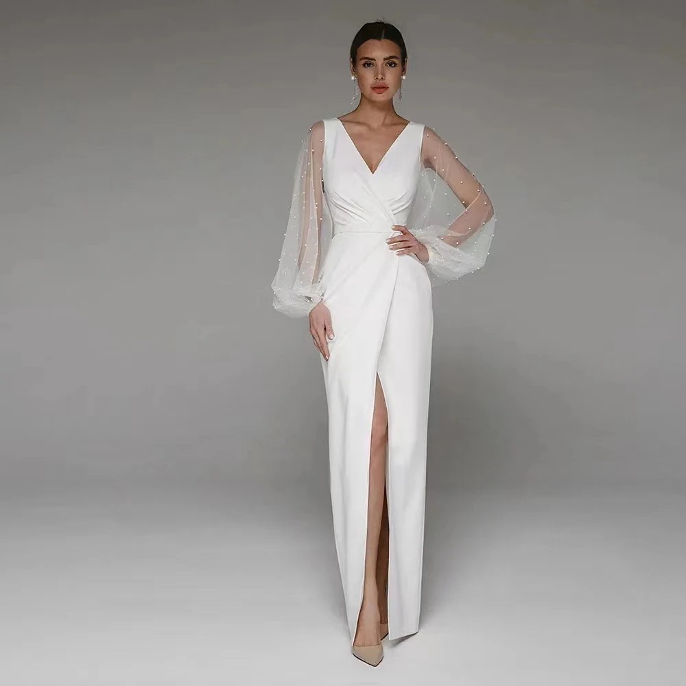 春シーズンの欧米wishセクシーなvネックシンプルなパーティードレス