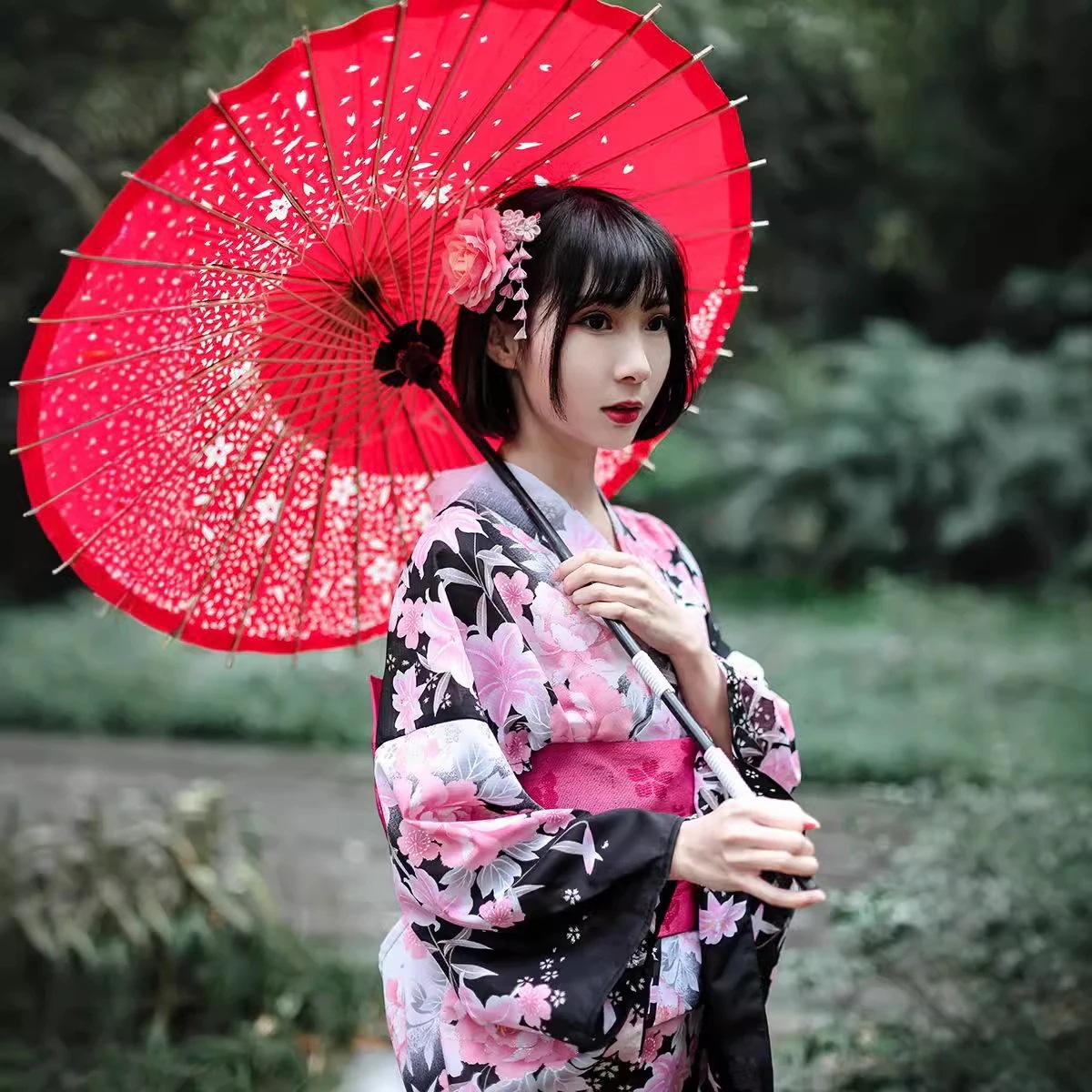 浴衣 ！ピンクの着物浴衣 女性着物 和風 花火大会 浴衣+帯セット フルセット 夏祭り 花火大会 文化祭 学園祭