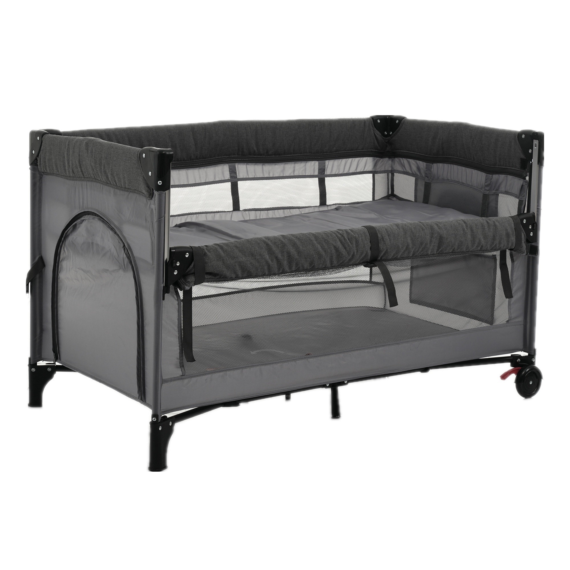 【安心保証】ベビーベッド ベビーサークル 折りたたみ 添い寝ベッド プレイヤード サイド高さ調整可能 マット付 収納バッグ付 マットレス付 キャスター付き 多機能 軽量 出産祝い