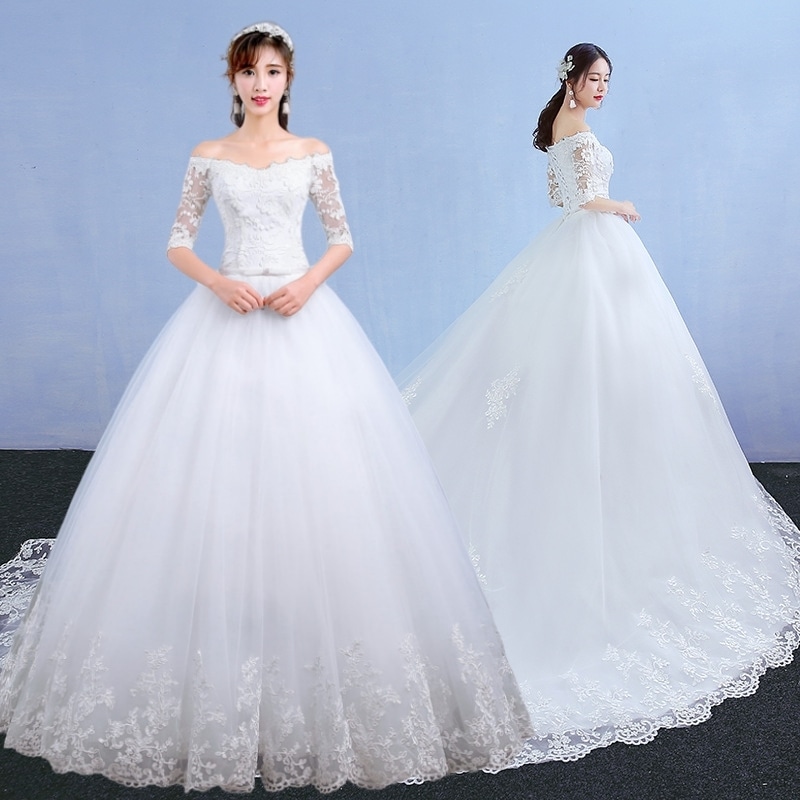 ウェディングドレス 白 花嫁 結婚式 ドレス パーティードレス 二次会 ホワイト 花嫁 ウェディング プリンセスドレス 白ドレス ロングドレス トレーン 引き裾 披露宴 編み上げ