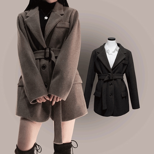 [2オンスキルティング] 必須所蔵 高クオリティ ベーシック ベルト コート