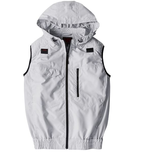 村上被服 HOOH ポリエステル製 フルハーネス対応冷感フードベスト V5559 シルバーグレー サイズ：6L 服単品 (バッテリー・ファン・ケーブル別売)