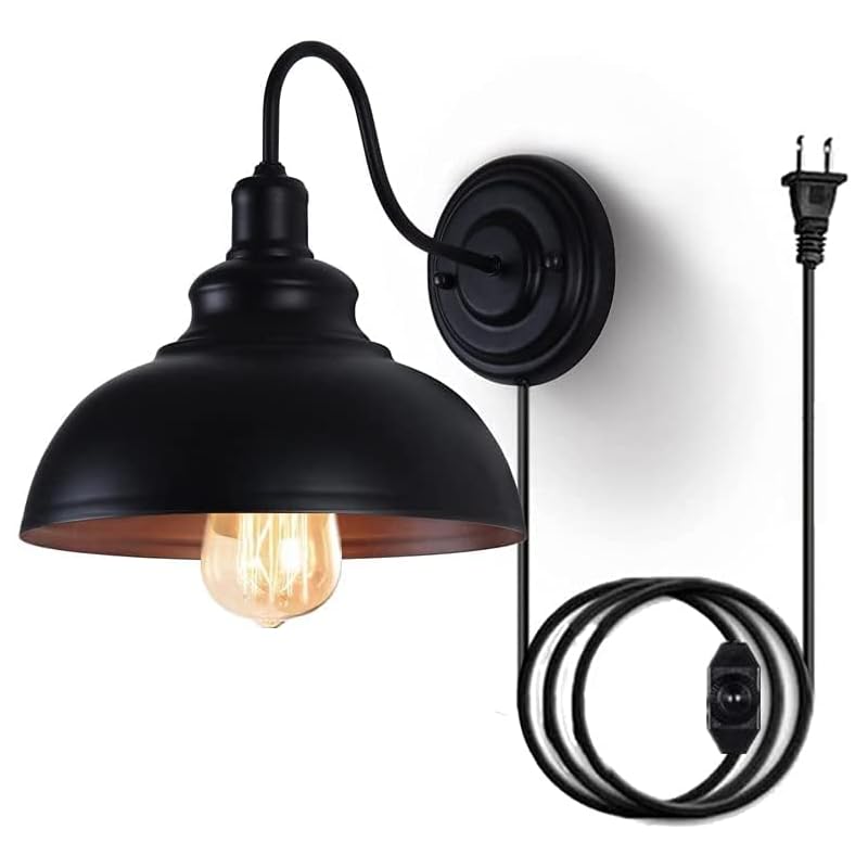 Lightess ブラケットライト コンセント式 レトロ ウォールライト 工業 壁取付ランプ 調光可能 北欧 壁掛け照明 工事不要 スイッチ付き アンティーク調 インテリア照明 玄関ライト ポーチ 廊