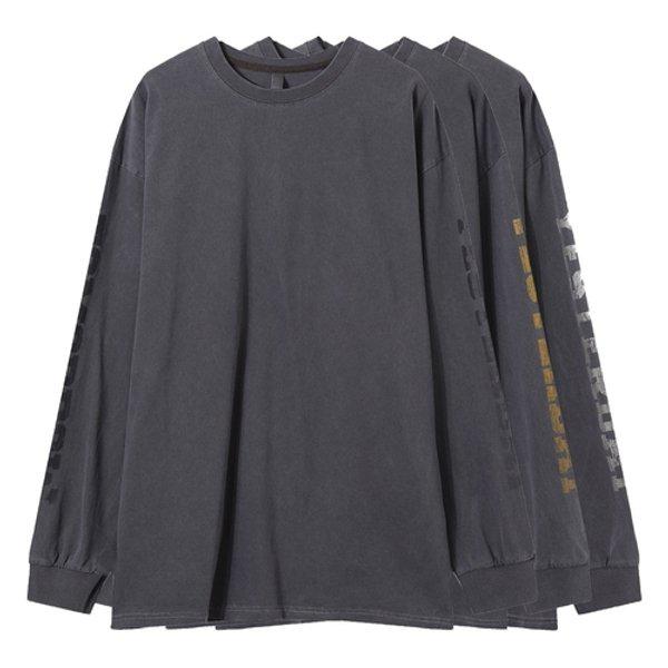 メンズオーバーフィット顔料プリント長袖Tシャツ AC-TSA-Q019