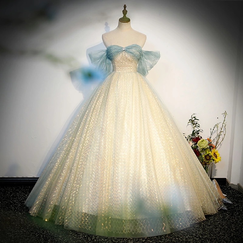 カラードレス パーティードレス ロングドレス 編み上げタイプ プリンセスラインドレス ステージ衣装 パール 姫系ドレス イブニングドレス 豪華ドレス フォーマルドレス 結婚式 二次会 発表会 半袖 演