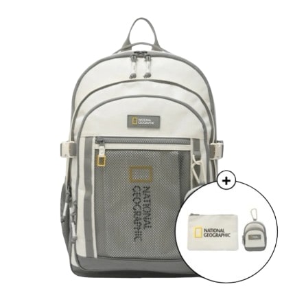 大人気 リュック 23L バックパック [グレー] ユニセックス （ロゴポーチ＋エアポッド ポーチ付き） 中学 高校 大学 入学祝い 通学用 多機能 鞄 プレゼント おすすめ