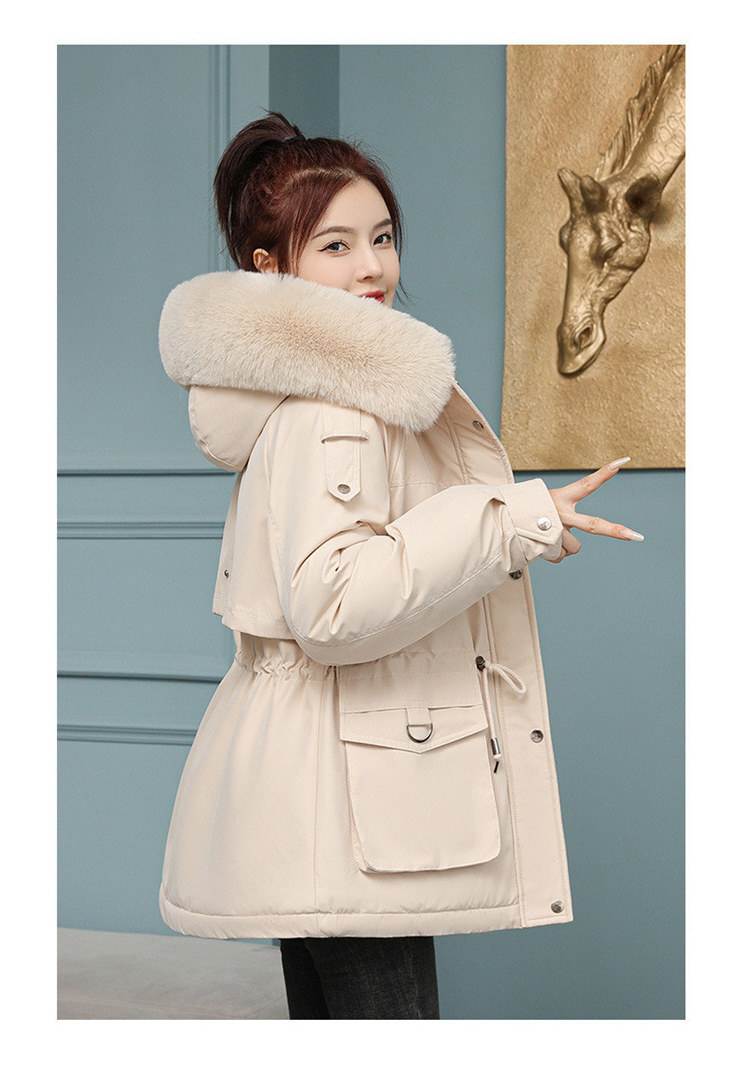 割引アウター レディース ダウンジャケット キルティングコート ボアフーディ フード付き スタンドカラー 立襟 裏ボア 中綿 前開き ジップアップ ボタン ドロスト ポケット 防寒 防風 大人可愛い