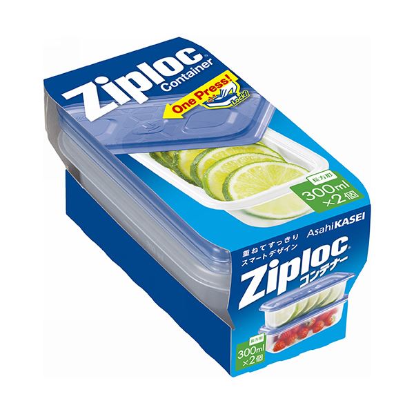 （まとめ）旭化成ホームプロダクツ ジップロックコンテナー 長方形 300ml 1パック（2個）(×20セット) 7,576円