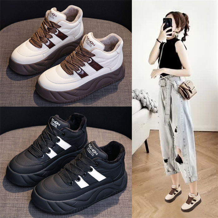 靴 秋 厚底 裏ボア カジュアルシューズ おしゃれ フラットブーツ 暖かい 痛くない 裏起毛 歩きやすい 冬 スニーカー レディース 大きいサイズ 大きいサイズ シューズ 4.5cm厚底 履きやすい