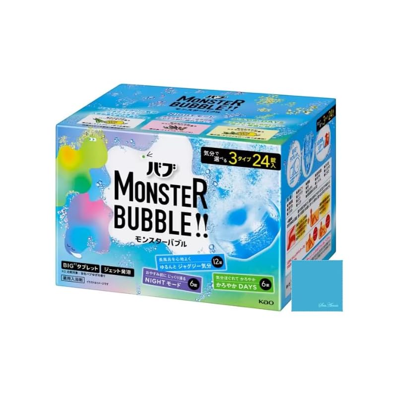 バブ モンスターバブル 24錠入 気分で選べる３タイプ +スマホクリーナー 花王 入浴剤