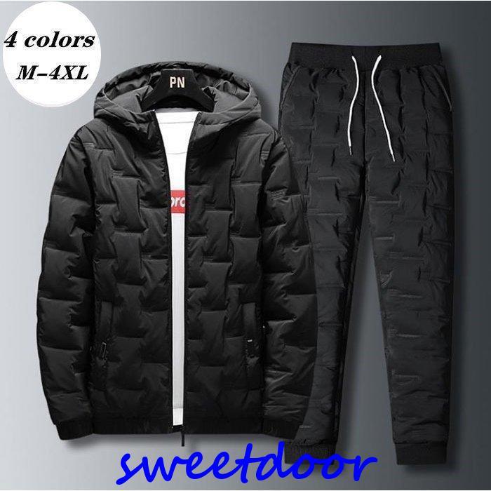 ジャージ メンズ セットアップ 上下セット ダウン スウェットパンツ 2点セット 中綿セット 大きいサイズ カジュアル ルームウェア 部屋着 秋冬新作