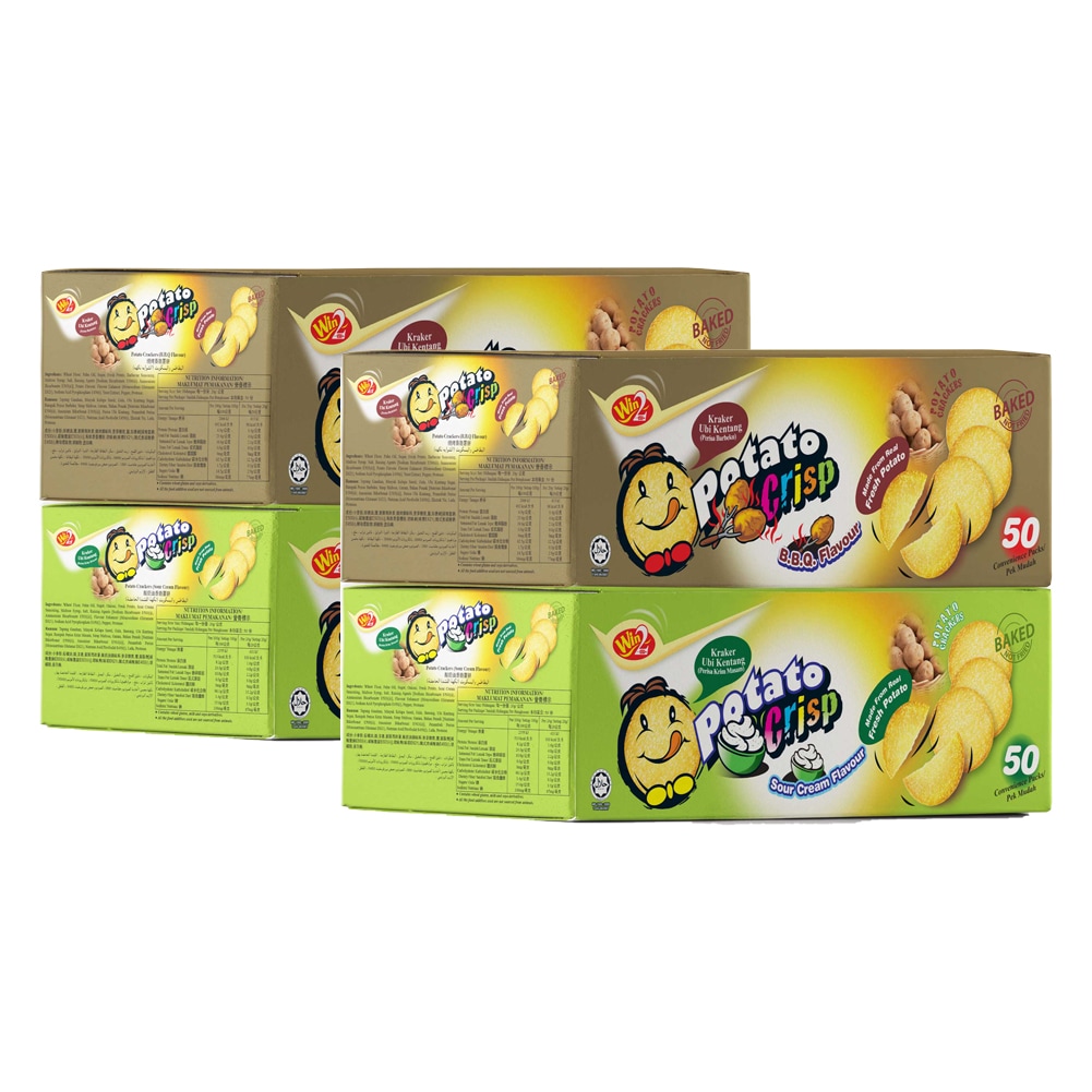 [ウィンウィンフード] Potato Crisp B.B.Q 20g x 50p + Sour Cream 20g x 50p 2セット