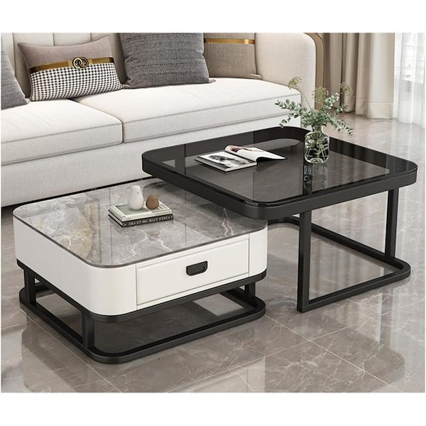 ネストテーブル ローテーブル センターテーブル 大理石柄LPP-WF323886