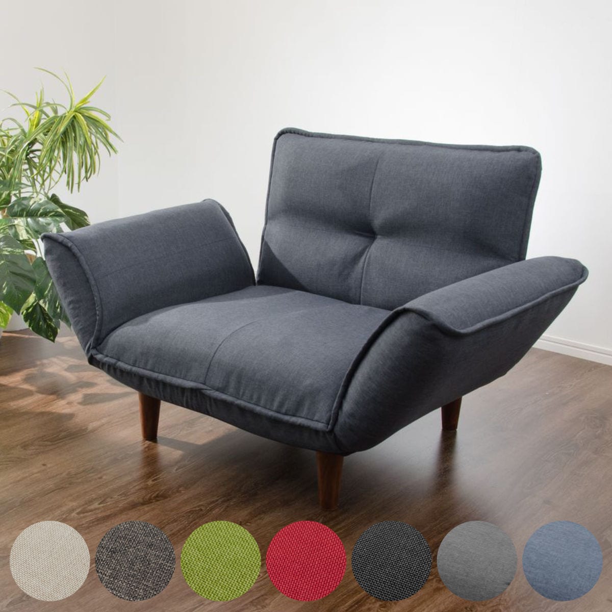 ソファ 1人掛け 幅88cm ダリアン カウチソファ デニム調 ソファー コンパクト リクライニング 一人掛け ファブリック ポケットコイル シンプル 北欧風 モダン 日本製 完成品