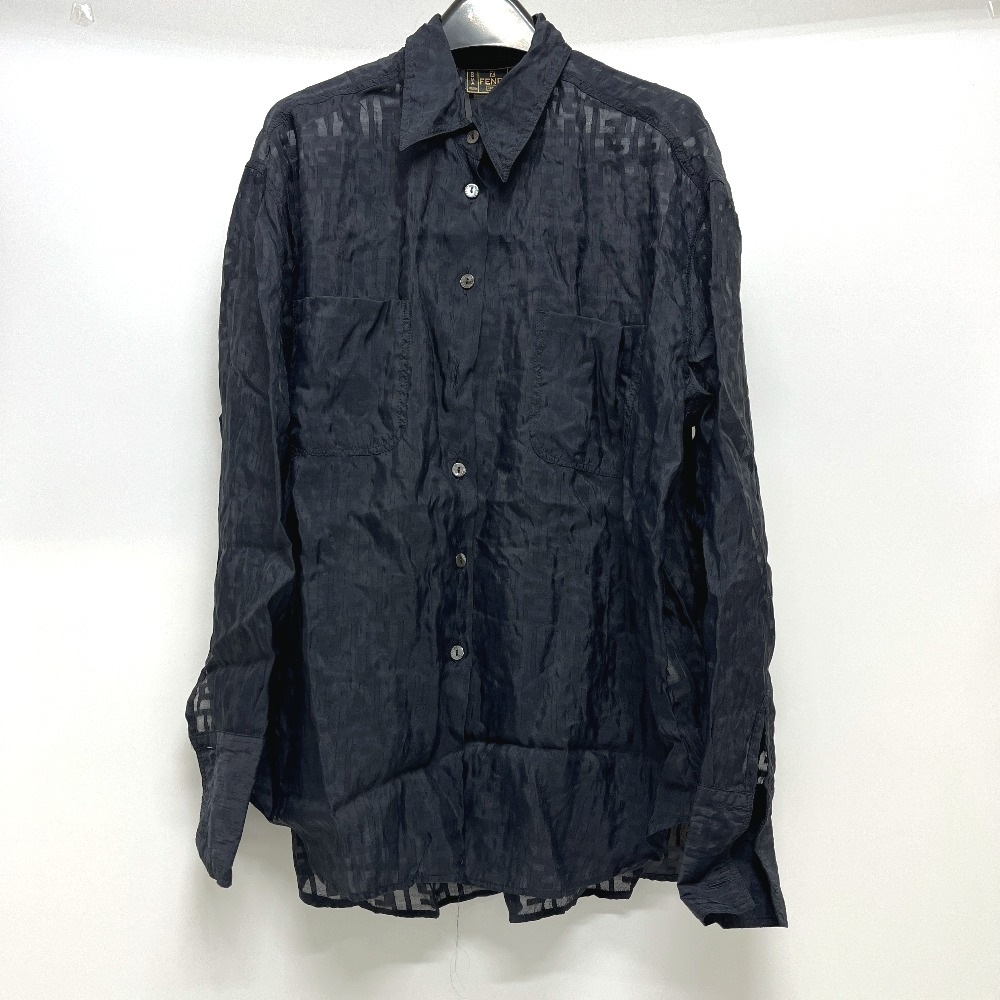 ブラウス FENDI jeans ズッカ 総柄 シースルー トップス アパレル ビスコース ブラック