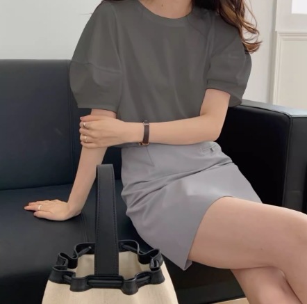 トップス Tシャツ プルオーバー 袖あり 半袖 パフスリーブ ラウンドネック 襟なし 綿 大人可愛い きれいめ シンプル カジュアル 大人 上品 おしゃれ 大人女子 こなれ感 ラフ ラブリー キュート