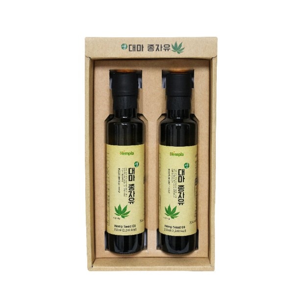 ヘンプラ ヘンプシードオイル 250ml×2本セット 100％ピュア コールドプレス製法 オメガ3・6・9含有 韓国産ヘンプシードオイル