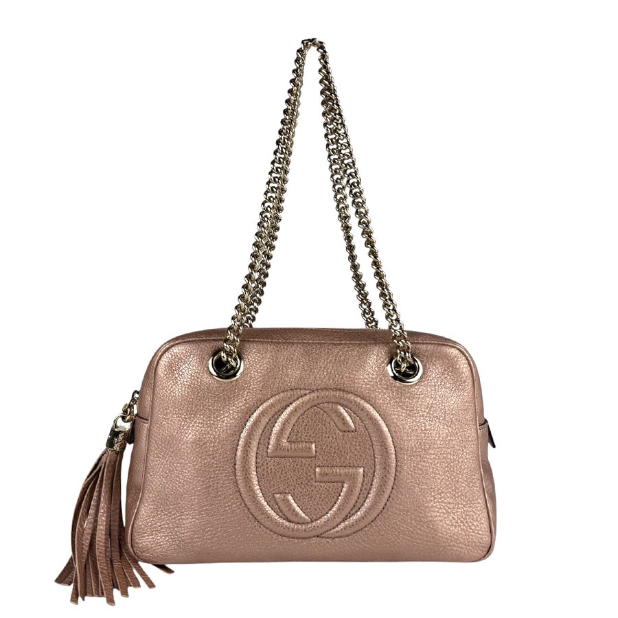 グッチ GUCCI ショルダーバッグ ソーホー レザー メタリックピンクベージュ レディース 308983 z6058