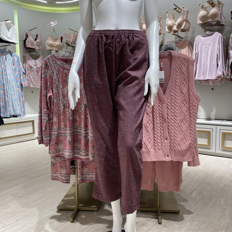 軽くて暖かい綿の先染め起毛ホームウェア兼パジャマパンツ(WPA579WP)