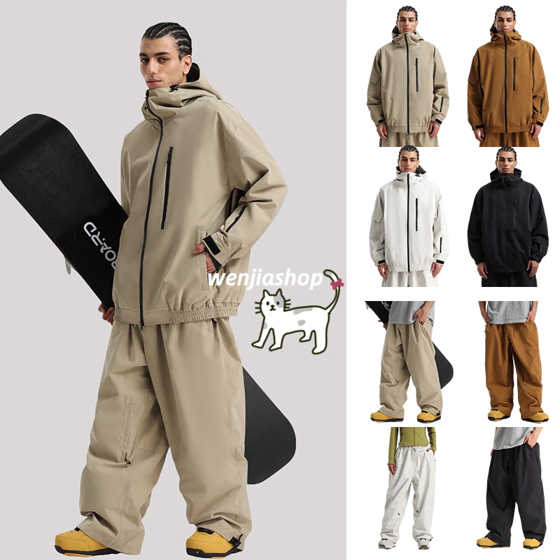 スノボウェア 4色 2025 2026 耐水圧20000mm ジャケット アウター ゆったり韓国風 メンズ レディース スノーボードウェア スノーウェア スキーウェア カーキ 黒 コーヒー色 ベージュ