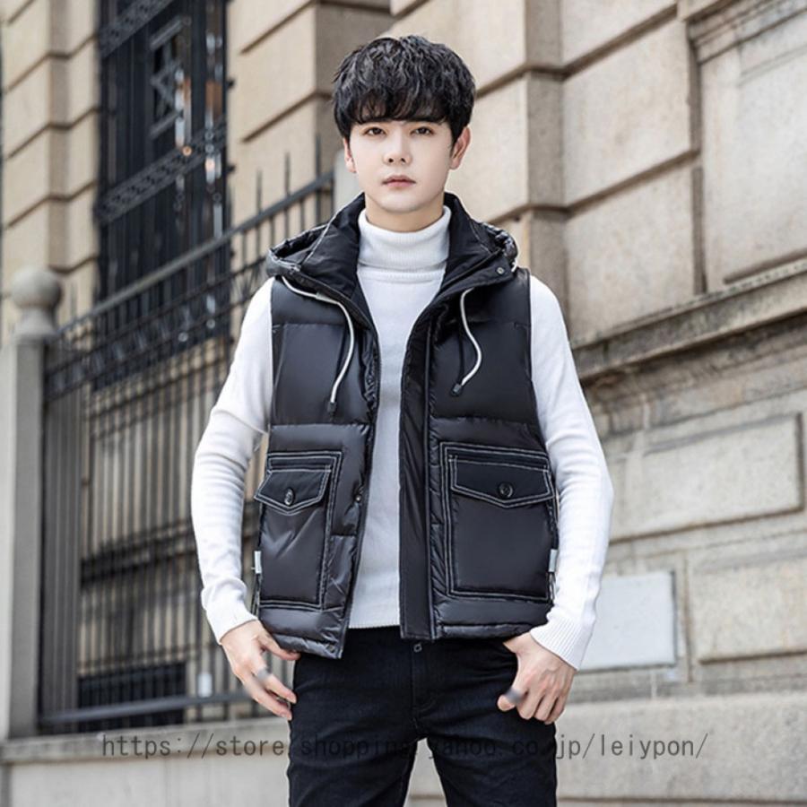 大きいサイズ メンズ ダウンベスト メンズベスト ダウンベスト 袖なし ダウン ジャケット ベスト 秋冬 無地 チョッキ 重ね着 厚手 防寒 暖かい 立ち襟