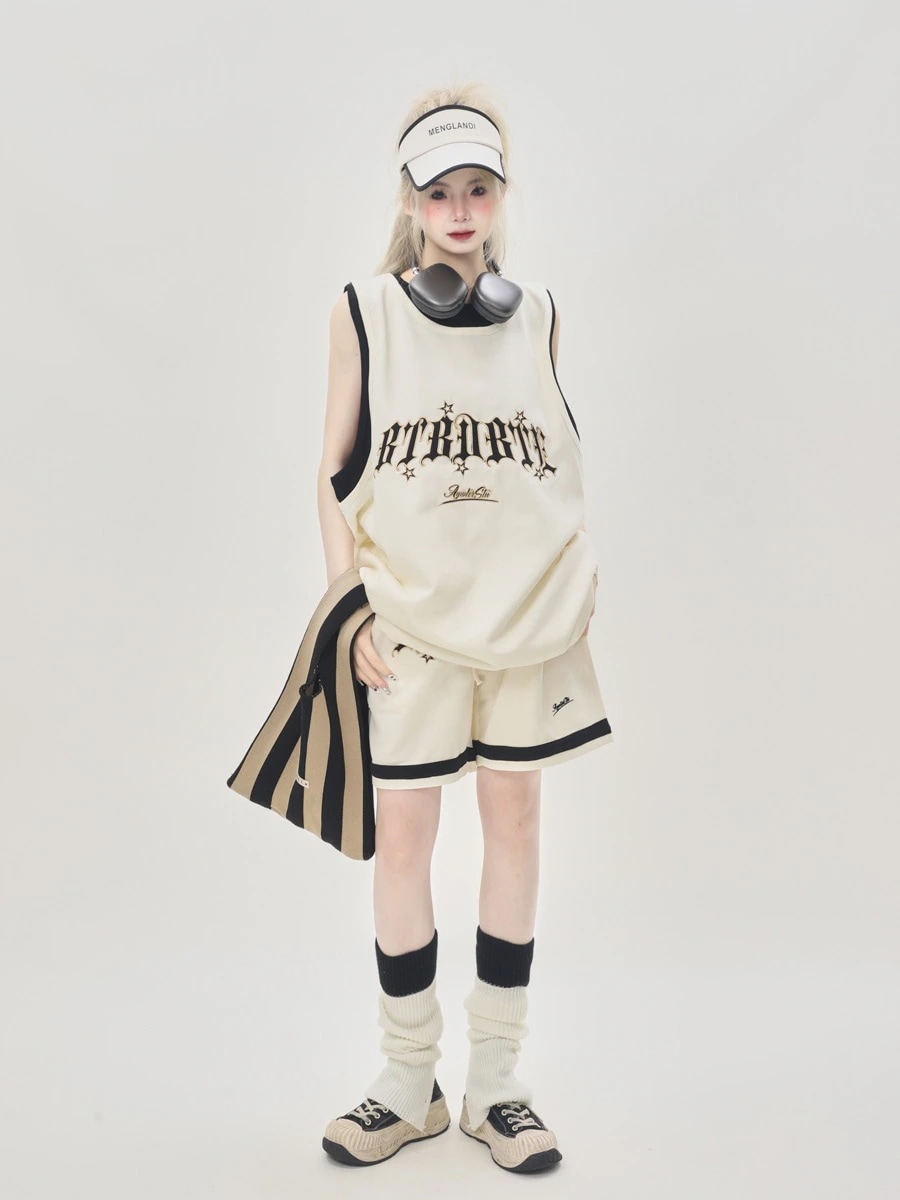 【急速出荷!】25 2点セット フェイクツーピース Tシャツ半袖 レディース ハイウエストタイトム韓国トップス ショート丈パンツボトムス ミニ丈シルエット ゆったりお出かけ ファッショントラック