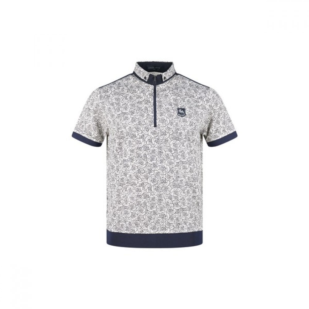 (ラックスゴルフ) ラックスゴルフグッドマンメンズハーフジップ花柄半袖Tシャツ YG4M410