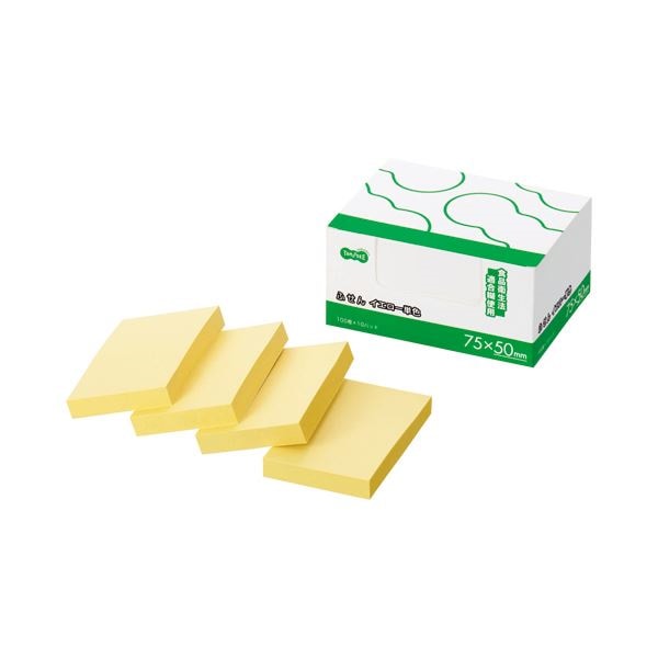 （まとめ） TANOSEE ふせん ノート長方形 7550mm イエロー 1パック（10冊） 10セット