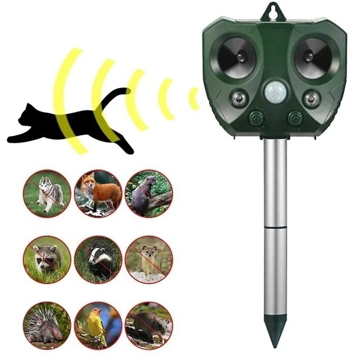 お得な4個セット改良版 4500mAh電池大容量 猫よけ 鳥除け 犬除け 超音波動物撃退器ソーラーUSB充電 モード調節可能 検知感度調節可能　強力フラッシュライト