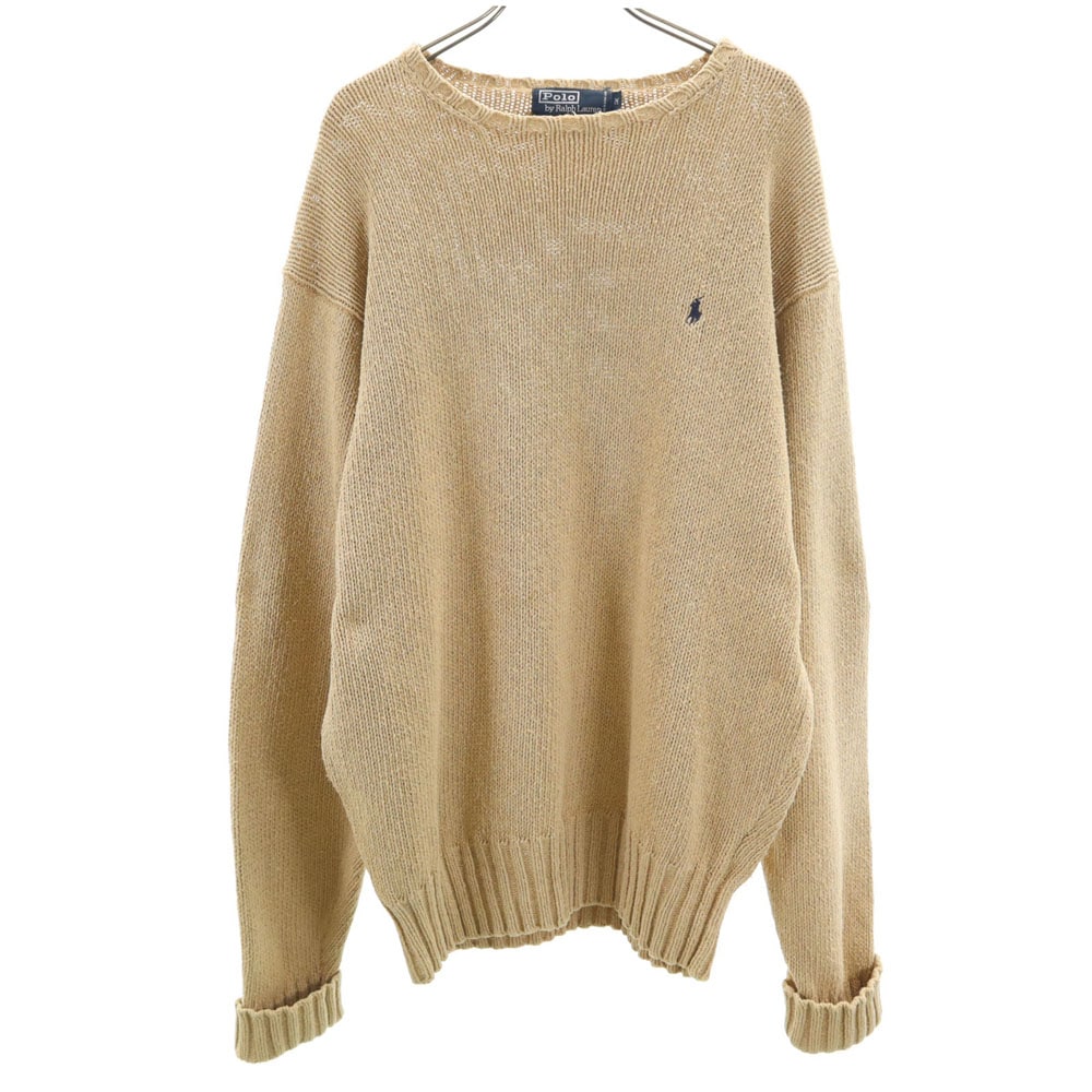 Polo by Ralph Lauren ポロバイラルフローレン 長袖 ニット M ベージュ セーター メンズ 古着