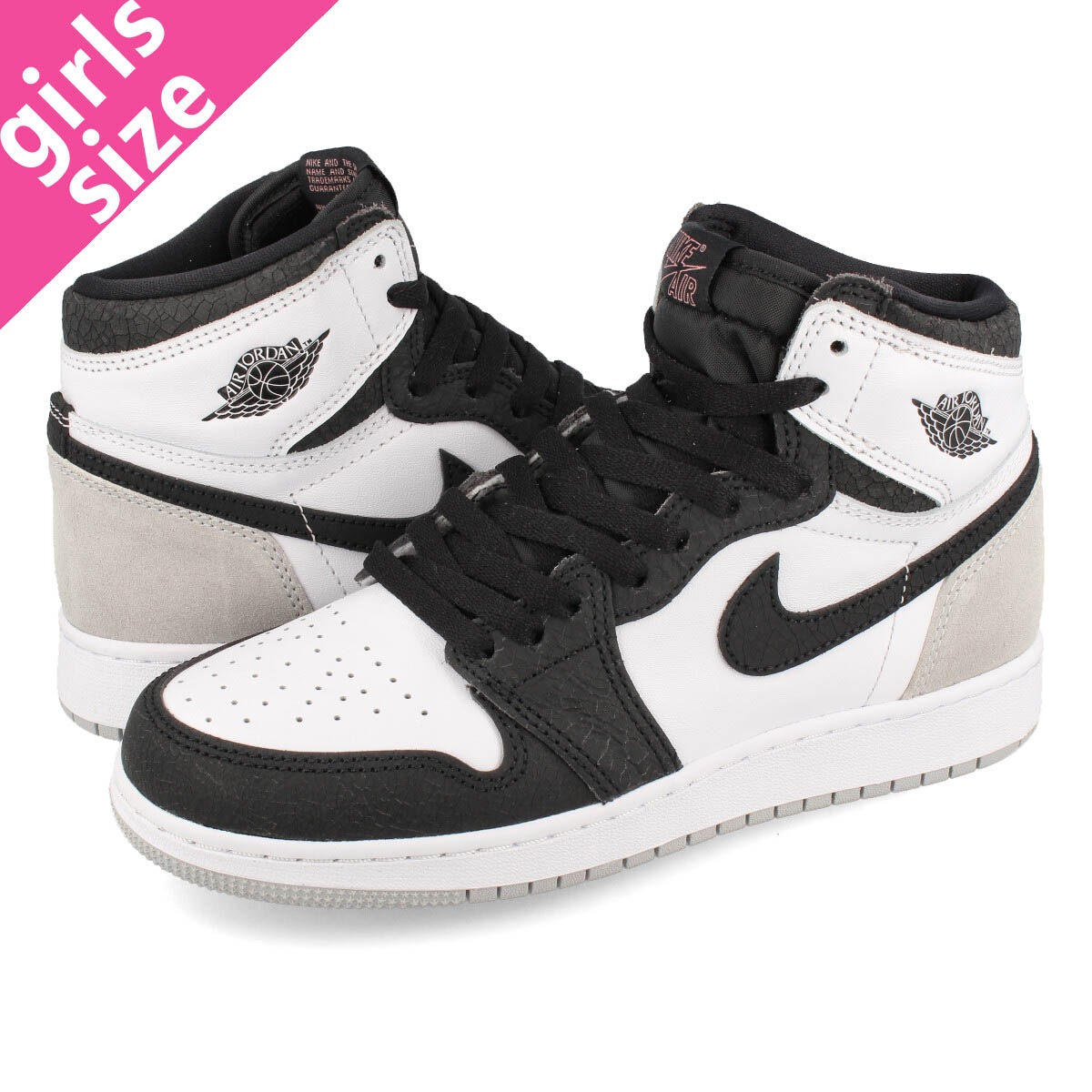 AIR JORDAN 1 RETRO HIGH OG GS WHITE/BLACK/GREY FOG/BLEACHED CORAL