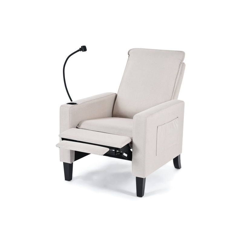 大人のためのリクライニングチェア携帯電話ホルダー＆カップホルダー付き調節可能なリクライニングソファリビングルームベッドルームのためのモダンなリクライニングチェア布プッシュバックリクライニングチェ