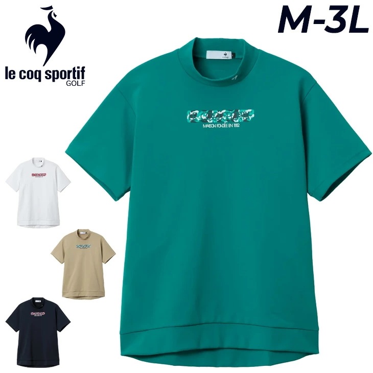 半袖シャツ モックネック メンズ ゴルフウェア ロゴプリント ミドラーシャツゴルフシャツ モックシャツ トップス 吸汗速乾 UVカット ブランド アパレル/LG5FHS50M