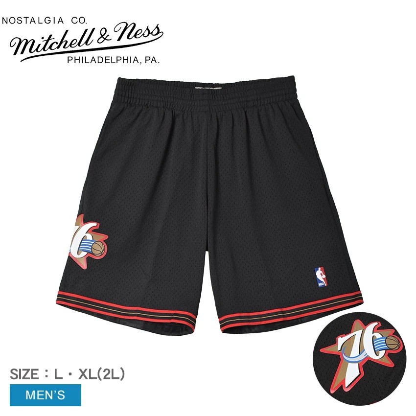メンズ フィラデルフィア セブンティシクサーズ NBA SWINGMAN ROAD SHORTS バスケットボール ショートパンツ 短パン ウエストゴム ポケット バスケウェア バスパン