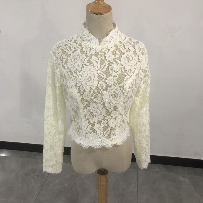 ウエディングドレス ボレロ ハイネック 3D立体レース刺繍 花嫁/ウェディングドレス/ブライズメイド/結婚式/
