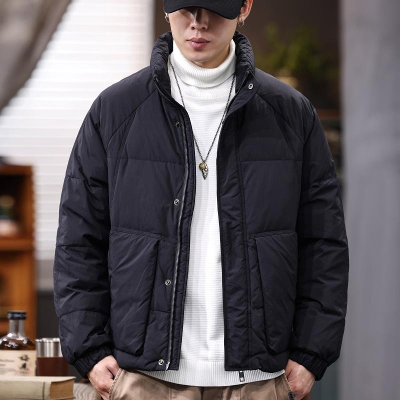 秋冬 コーデ メンズ 服 シンプル ファッション オシャレ 大人 かっこいい 大きいサイズ ストリート 紳士服 90 ホワイトダックダウン ジャケット 防風 暖かい コート スタンドカラー