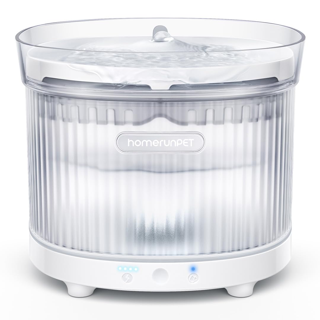 Homerunpet 完全コードレス 猫 犬 ペット 自動給水器 静音 充電式 組み立て簡単 お手入れ簡単 一ヶ月充電不要 ワイヤレスポンプ 大容量 2L LEDライト 3つの給水モード フィルター付