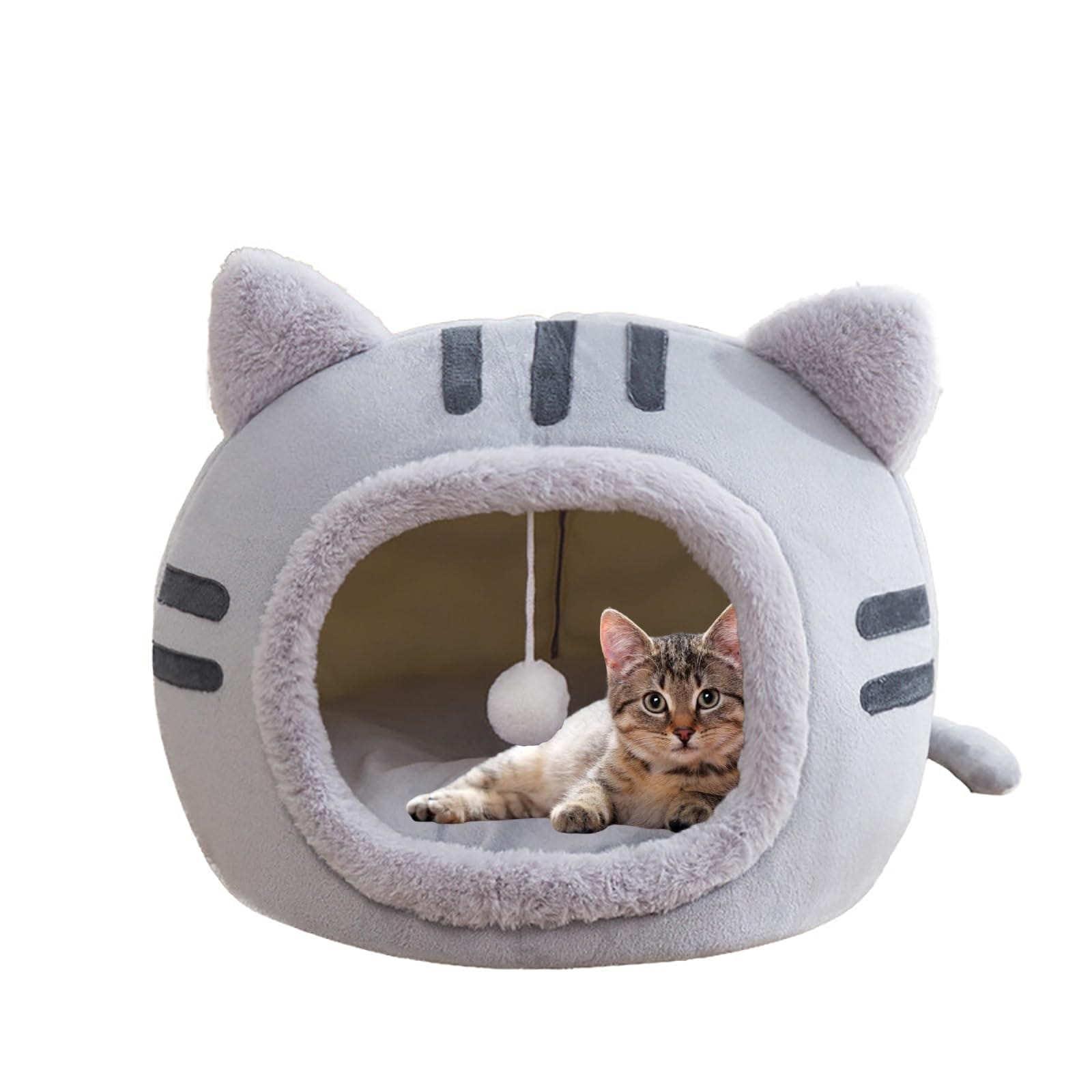 猫 犬 ベッド ハウス キャットハウス ドーム 猫ベッド 寒さ対策 ペットベッド 洗える 猫用こたつ あったかグッズ 室内用 ペット ペット用品 通販 (グレー L-50*50*36cm)