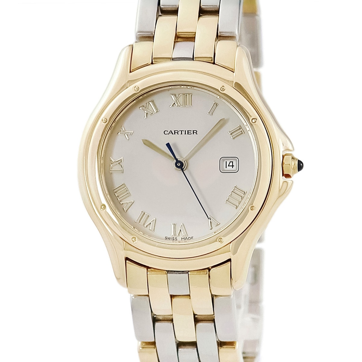 パンテール クーガー フィガロ LM W35013L6 クオーツ メンズ K18YG×SS コンビ アイボリー ローマン 3年保証