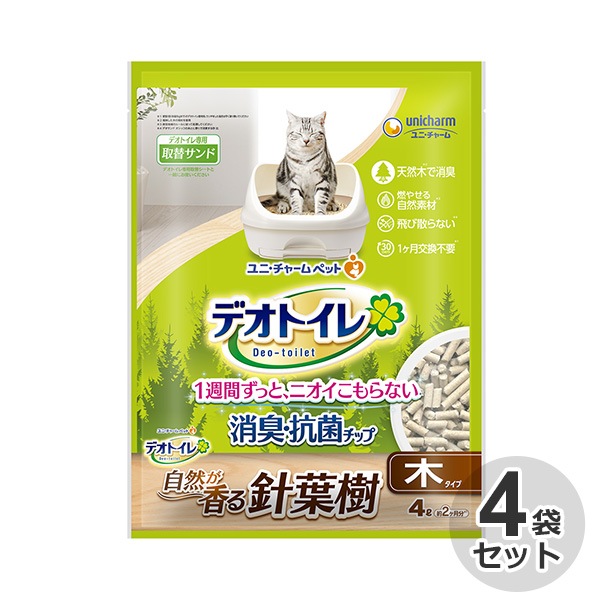 国産　デオトイレ　針葉樹の消臭抗菌チップ　4L　x 4袋