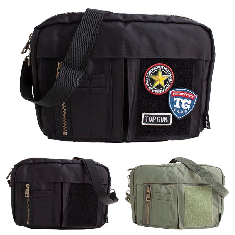 ショルダーバッグ ナイロンツイル ワッペン ミドル メンズ レディース 男女兼用 20369010