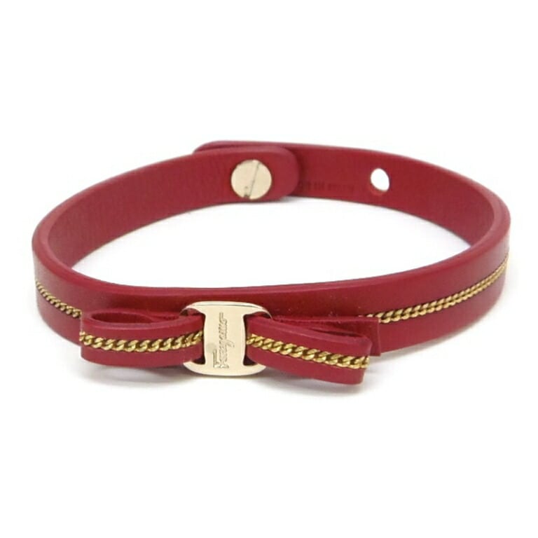 ﾌｪﾗｶﾞﾓ Ferragamo ﾌﾞﾚｽﾚｯﾄ ｳﾞｧﾗﾘﾎﾞﾝ 赤 ｶｰﾌﾚｻﾞｰ 15.517.5cm 【中古】(62622)