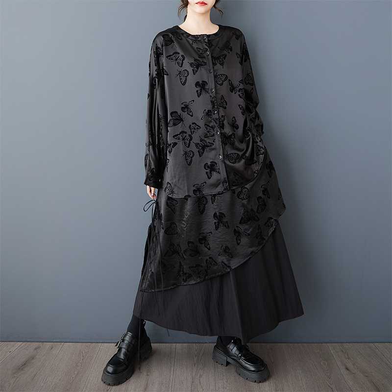 「ファットガール」 2025新品 春秋 上下セット ブラウス スカート ドッキング 大きいサイズ 体型カバー レディース セットアップ メガ割