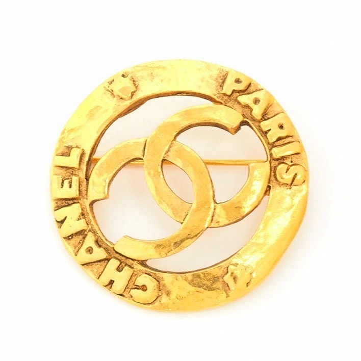 【美品】シャネル ココマーク カットアウト ラウンド 回転ピンタイプ 【ブローチ】