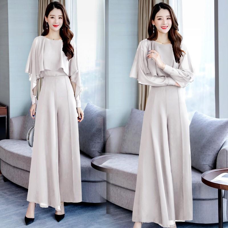 セットアップ ワイドパンツ レデイース 卒業式 入園式 シフォンブラウス 長袖 フレア おしゃれ 着痩せ 通勤 OL 大人 母親 30代 40代 春コーデ tz134